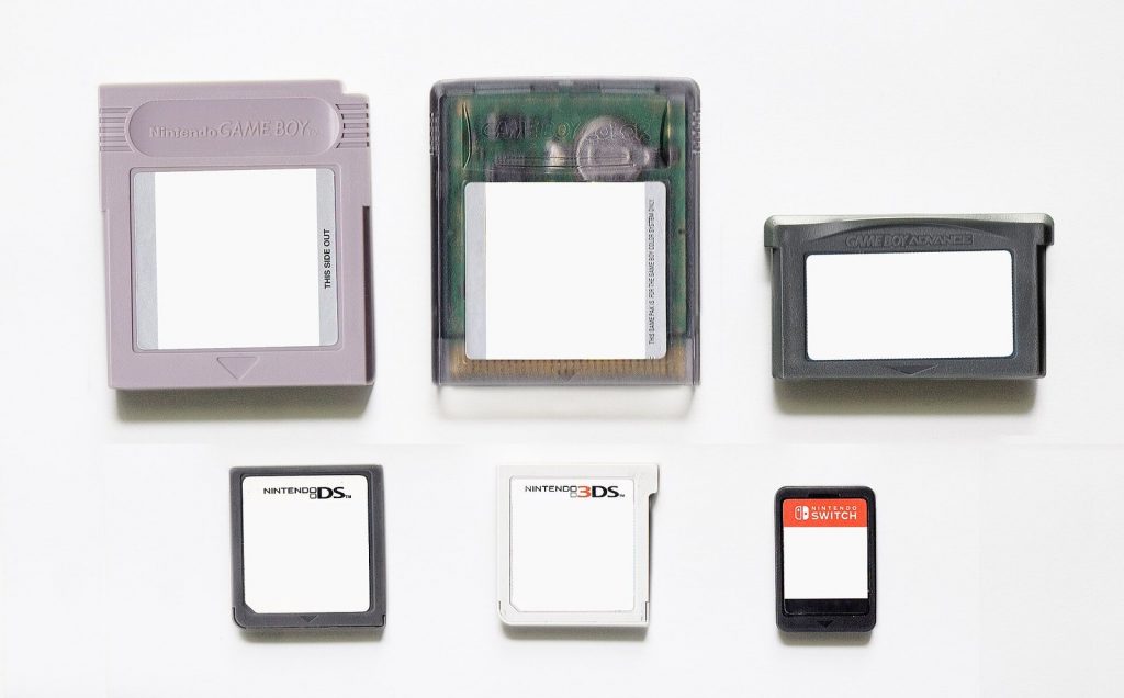Nintendo cartridges and game cards from Game Boy to Nintendo Switch